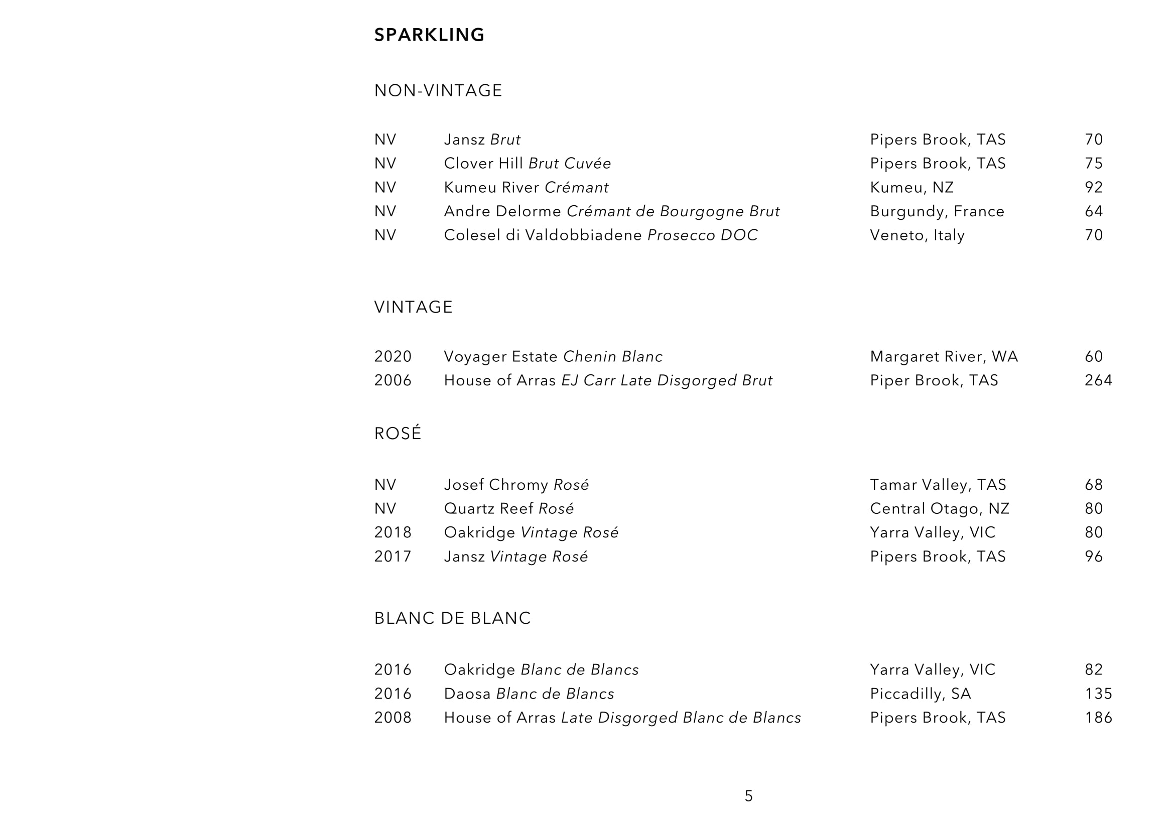 Sails Wine List 05