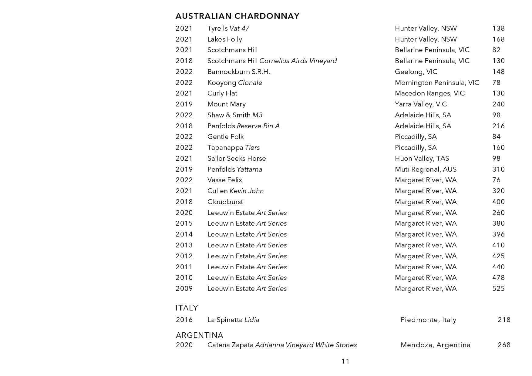 Sails Wine List Page 011