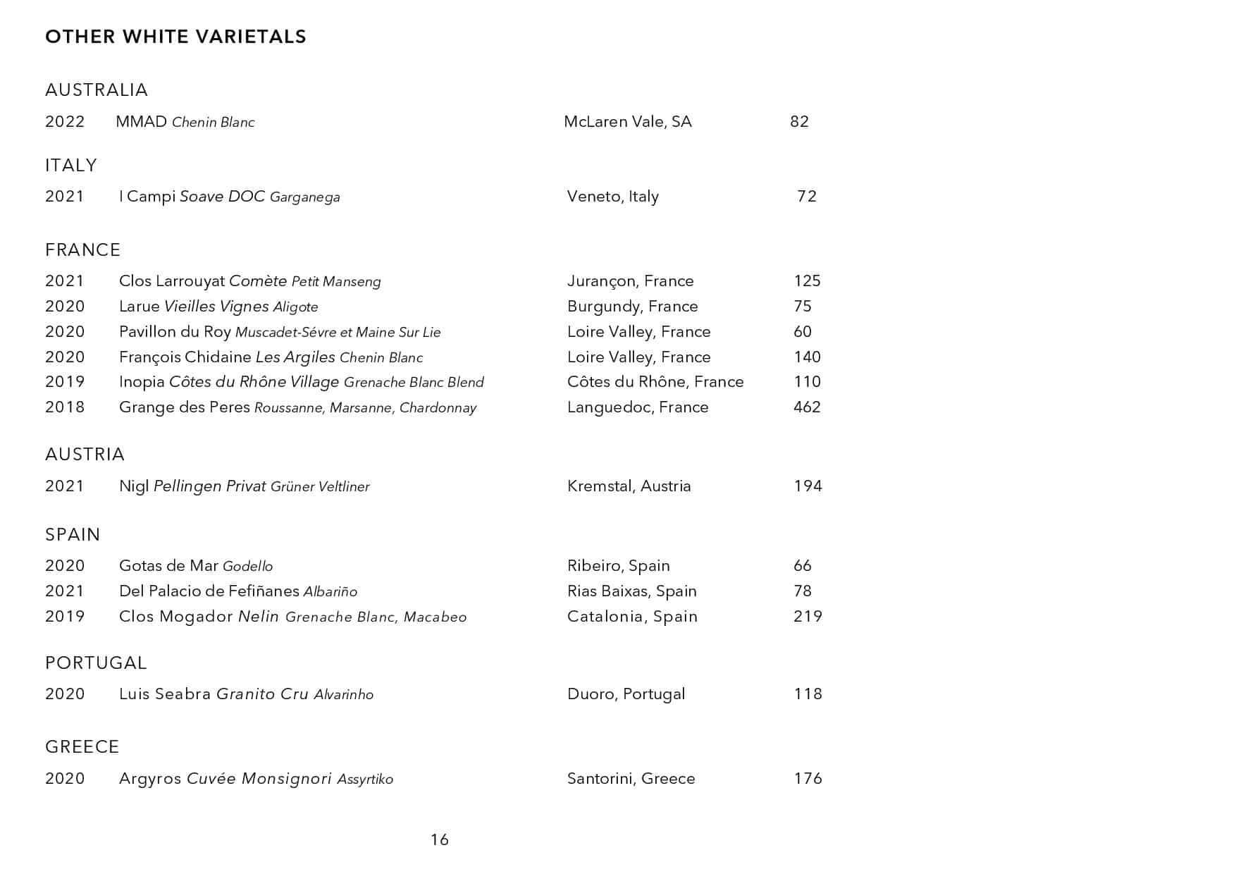 Sails Wine List Page 016
