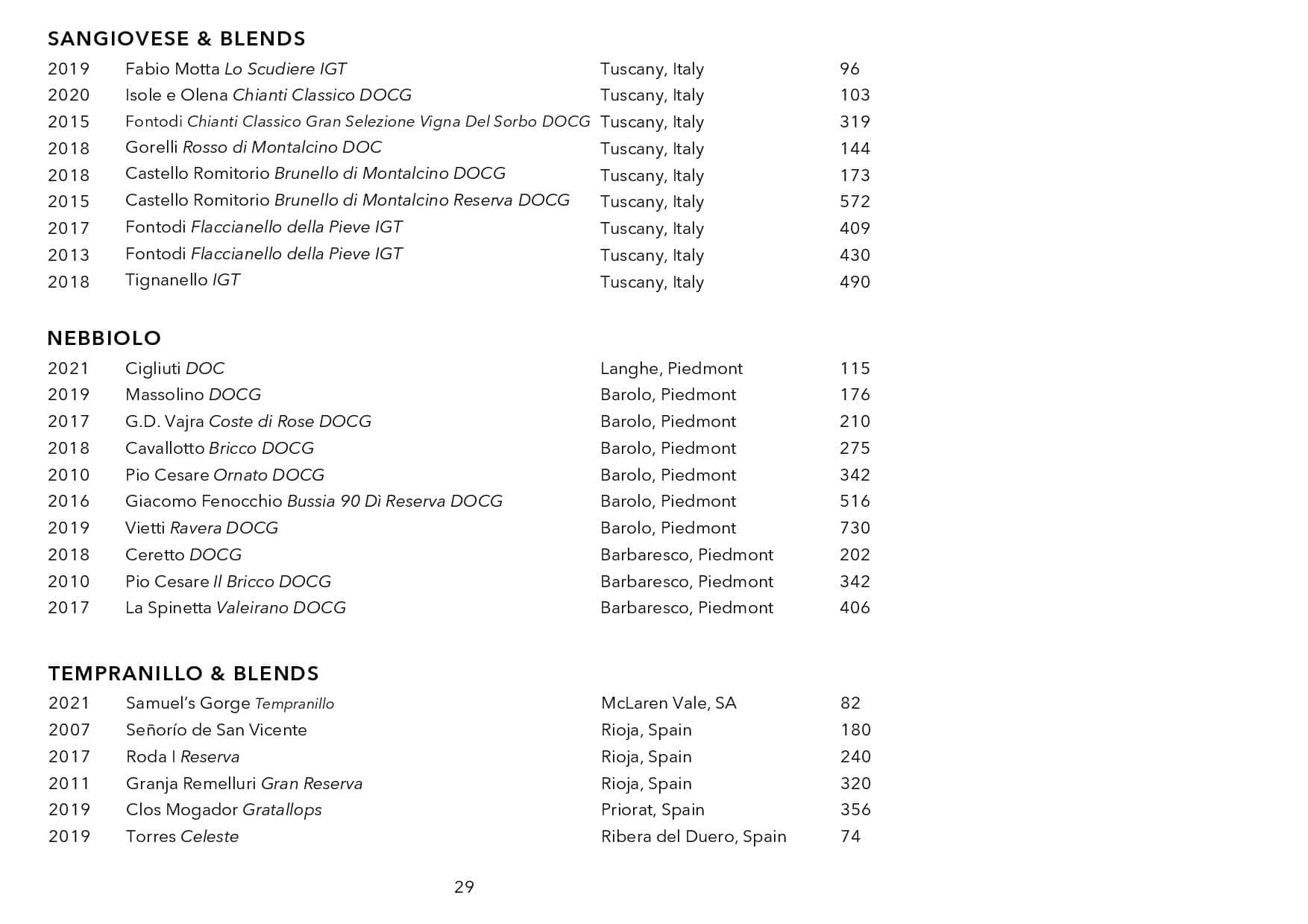 Sails Wine List Page 030