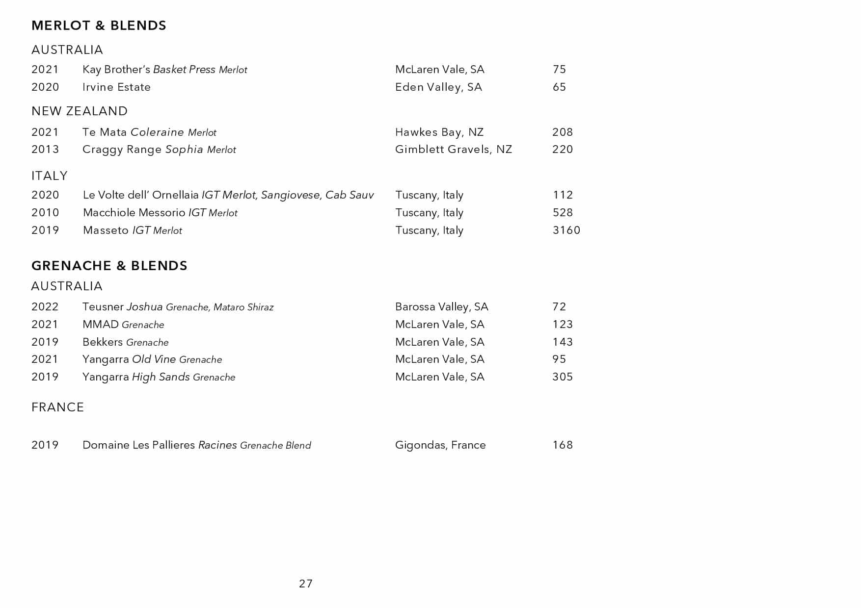 Sails Wine List Page 028